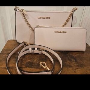 Michael Kors Blush color Crossbody Bag and Wallet Set